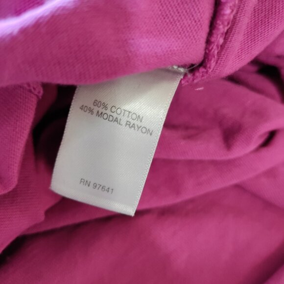 J Jill T Shirt Dress Jersey Cotton V Neck Layered Split Back Dragon Fruit Large - Picture 4 of 8